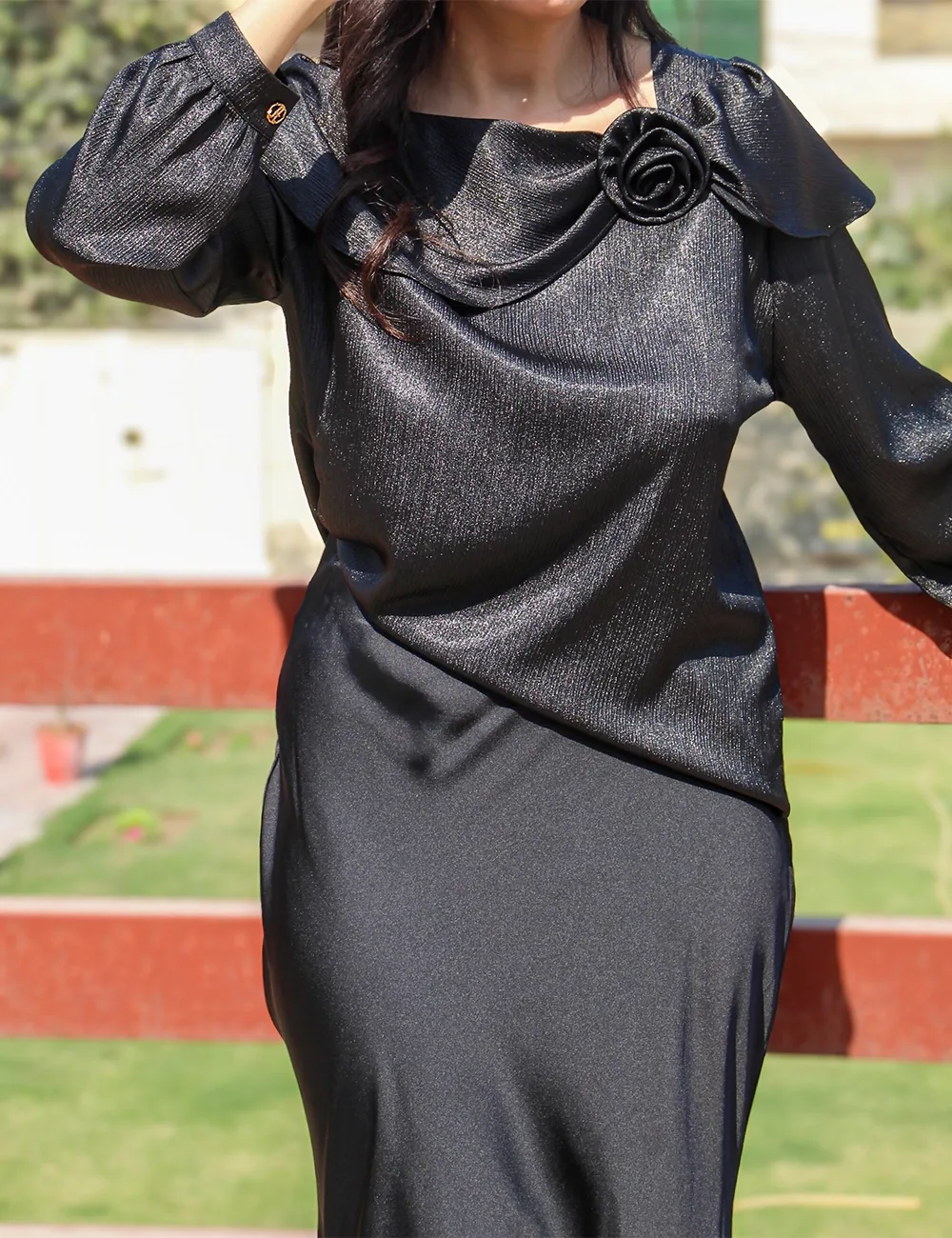 Black Éclat – Roselle Silk Blouse